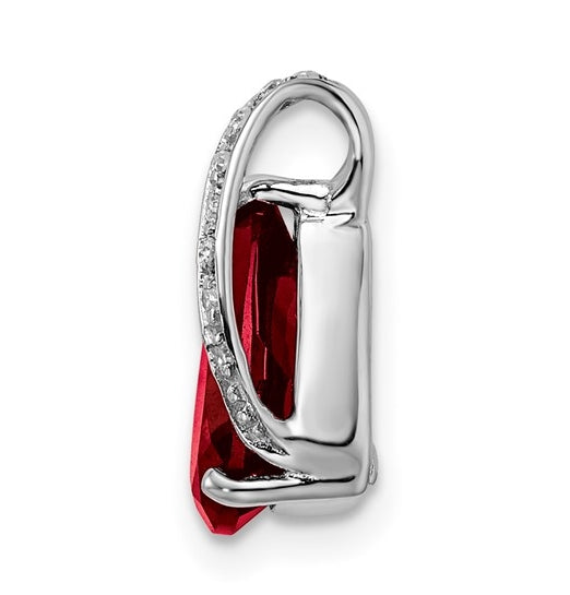 Pear Garnet diamond silver pendant