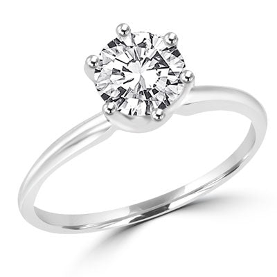 Platinum plated Solitaire sterling silver ring with 2 ct stone