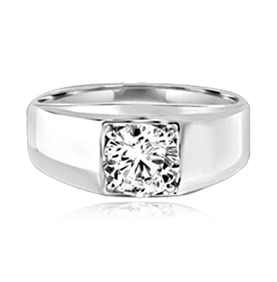 Sterling Silver man's ring with round stone