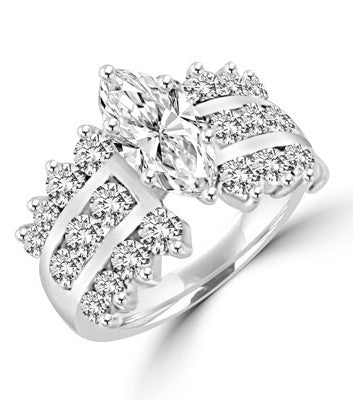 Ring-2ct marquiese cut & round channel set stones