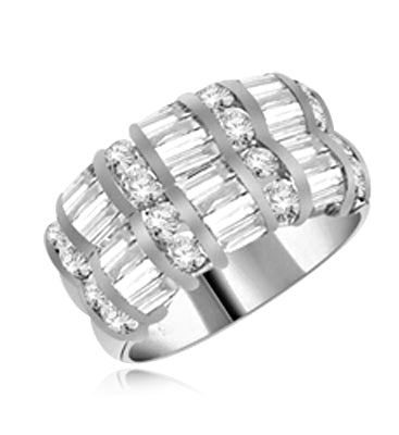 Ringround stones and baguettes set in 4 rows