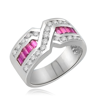 Tenderly- Ruby Platinum Plated Sterling Silver ìXî ring 2.5 cts.t.w