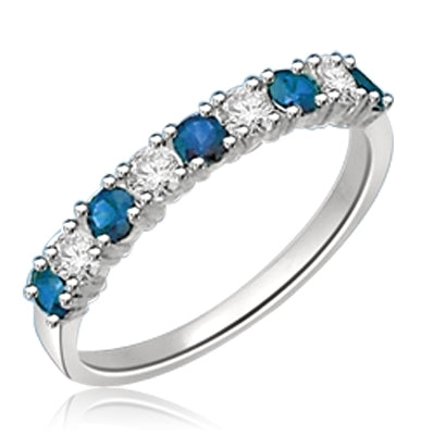 Platinum Plated Sterling Silver Ring with round Sapphire stones