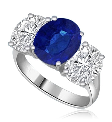 Three stone Jaw dropping oval sapphire stone ring