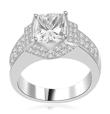 Scintillation-Dazzling ring with a dramatic prong-set 2.5 ct. in Sterling Silver