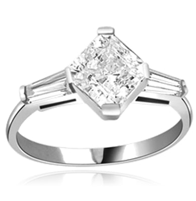 1.75 cts Square cut Diamond ring in Silver