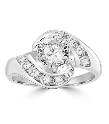 Ring channel set round diamond in swirl design