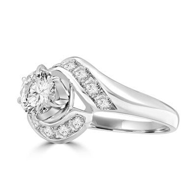Ring channel set round diamond in swirl design