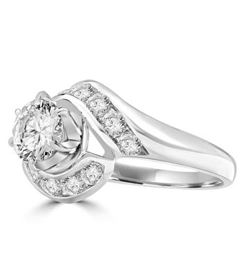 Ring channel set round diamond in swirl design
