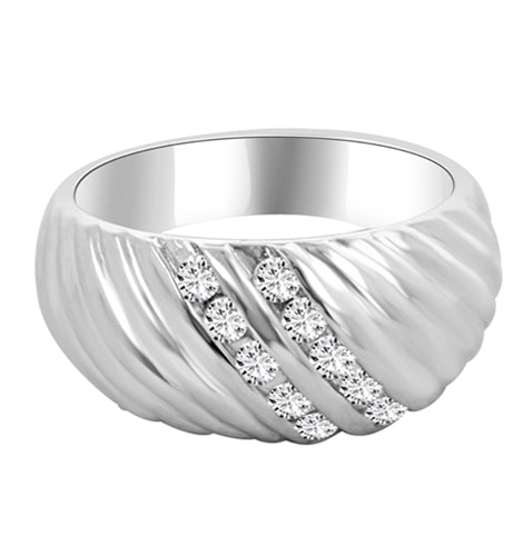 Diamond Essence Ring with Channel Set Round Brilliant Stones in Platinum Plated Sterling Silver, 0.30 Ct. T.W.