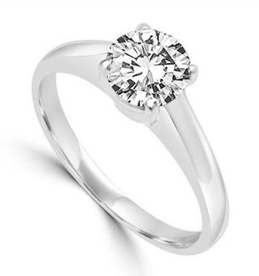 Solitaire Ring in Tiffany Setting - 1.0 Cts. T.W. In Platinum Plated Sterling Silver.
