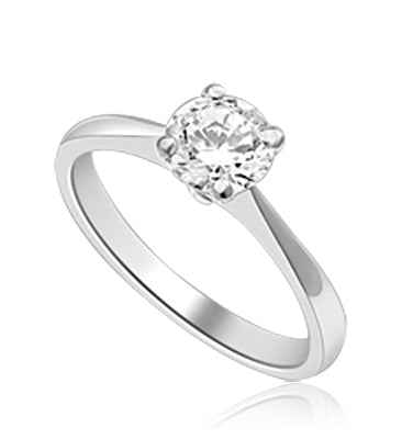 Delicate Darling - 0.75 Ct. Round Cut Brilliant Solitaire Ring to set the heart racing. In Platinum Plated Sterling Silver.