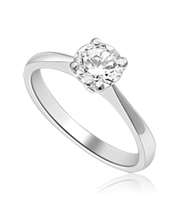 Delicate Darling - 0.75 Ct. Round Cut Brilliant Solitaire Ring to set the heart racing. In Platinum Plated Sterling Silver.