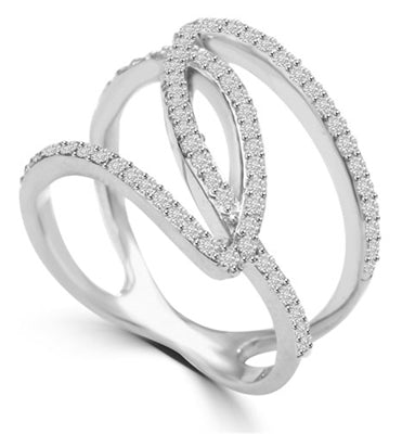 Diamond Essence 1 Ct. Brilliant Melee Set In Interwining, Platinum Plated Sterling Silver Designer Setting.