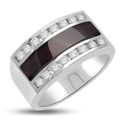 Black Onyx Ring set with 16 Brilliant 2 Pointers adjacent to a Supreme 19mm x 4.5mm Black Onyx Diamond Essence Stone. Appx. 5.0 Cts. T.W.