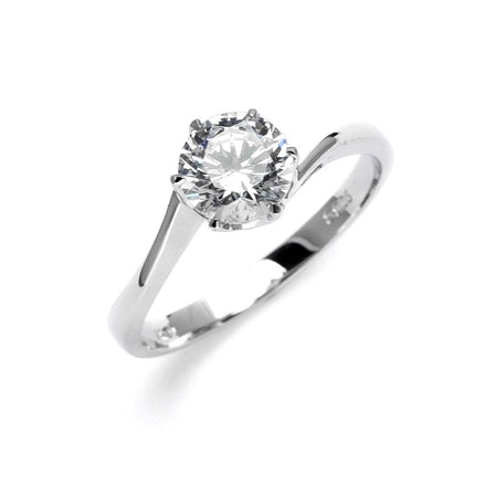 Delicate Darling! 1.0 Ct. Solitaire Diamond Essence Masterpiece set on a curving band in tiffany style.