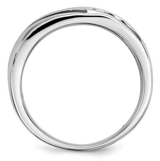 Channel set Black Diamond Men's Rhodium Silver Ring