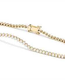7 inch Long Diamond Essence Bezel-Set Bracelet With 0.10 Ct. Each Round Brilliant Stone, 8Cts.T.W. In 14K Gold Vermeil.