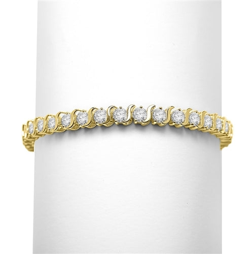 7.5ct S -curve tennis bracelet in 14K Gold Vermeil