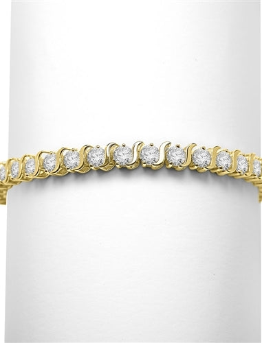 7.5ct S -curve tennis bracelet in 14K Gold Vermeil