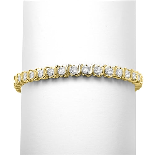 7.5ct S -curve tennis bracelet in 14K Gold Vermeil