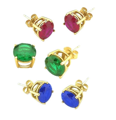 Gold Vermeil earring in Sapphire Ruby Emerald