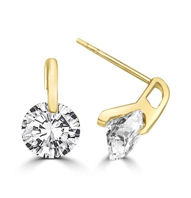 Tension set round stone gold vermeil earrings