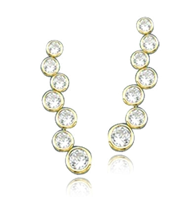Bezel setting round stone in gold vermeil earrings