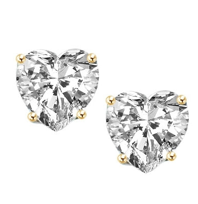 1 carat heart stud earrings in gold vermeil