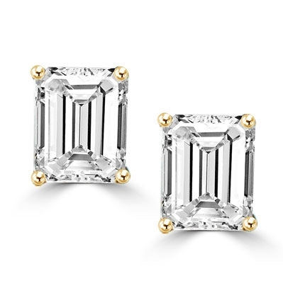 1 ct Emerald Studs earrings in gold vermeil