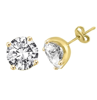 Gold vermeil round brilliant studs earrings