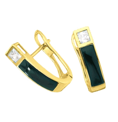 Hinged black-onyx earrings in 14K Gold Vermeil