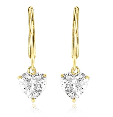 Diamond Essence Heart Lever Back Earrings 2 Cts. T.W. set in 14k Gold Vermeil.