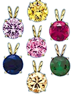 3 ct different colored stone pendants in gold vermeil