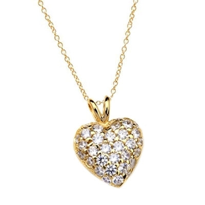Heart Pendant with 1.30 Cts.T.W. Pave - Set Round Brilliant Melee, to guide him directly to you. 1/2 inch long in 14K Gold Vermeil.
Free Silver Chain Included.