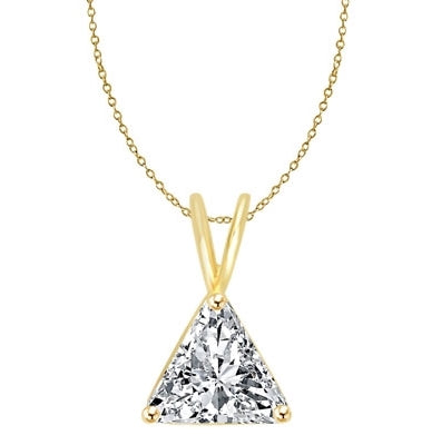 Diamond Essence Pendant with 1.0 ct Triangle Stone in 14K Gold Vermeil.