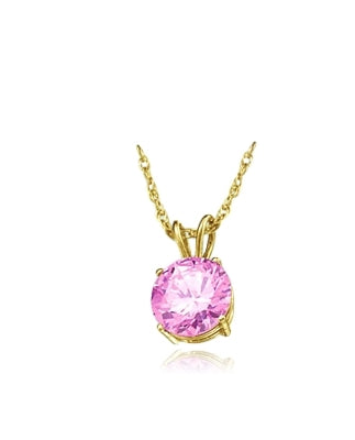 Diamond Essence lovely Pink Stone of 2.0 Cts. set in 14K Gold Vermeil four-prongs setting on 16" chain.
Free Vermeil Chain Included.