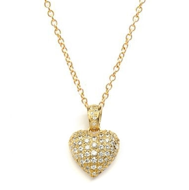 Craftman's delight Heart Pendant with micro pave set Diamond Essence accents shining your love like never before. There are tiny accents on the bale to highlight the overall glory effect.2.5 Cts. T.W. set in 14K Gold Vermeil.