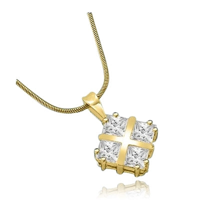 4 Princess Cut Masterpieces pendant in gold verneil