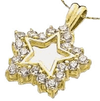 14K Gold Vermeil star pendant with twenty round brilliant Diamond Essence melee in prong setting to shine starbright day or night. 0.80 cts.t.w.