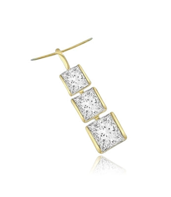 3 bezel set princess cut stones in vermeil pendant