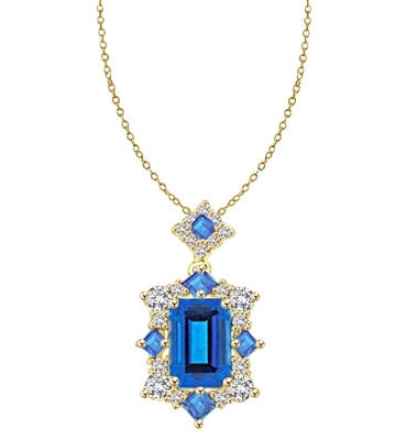 emerald cut aquamarine stone pendant in Gold Vermeil