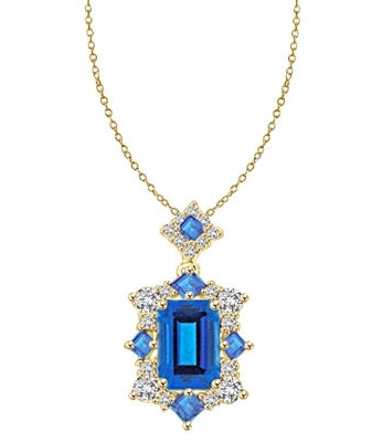 emerald cut aquamarine stone pendant in Gold Vermeil