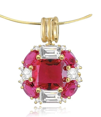 pink ruby gold vermeil pendant