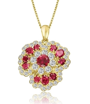 Classic ruby & white stone pendant in Gold Vermeil