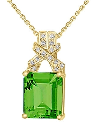 gold vermeil pendant-emerald cut & twist round stone