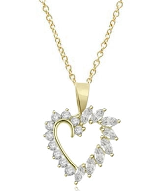 0.10 ct heart shaped marquise stone pendant in vermeil