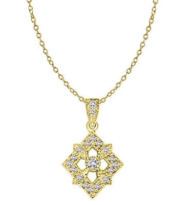 Diamond Essence Designer Pendant with Round Stones. 1.25 Cts. T.W. set in 14K Gold Vermeil.