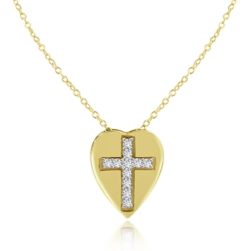 Diamond Essence Cross Pendant with round stones in 14K Gold Vermeil.
