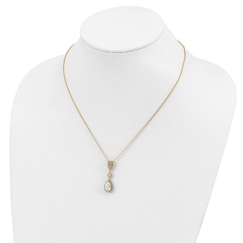 Amazingly designed Pendant with 1.50 Cts. Pear Cut Center and Melee, in 14K Gold Vermeil.
Free vermeil Chain Included.